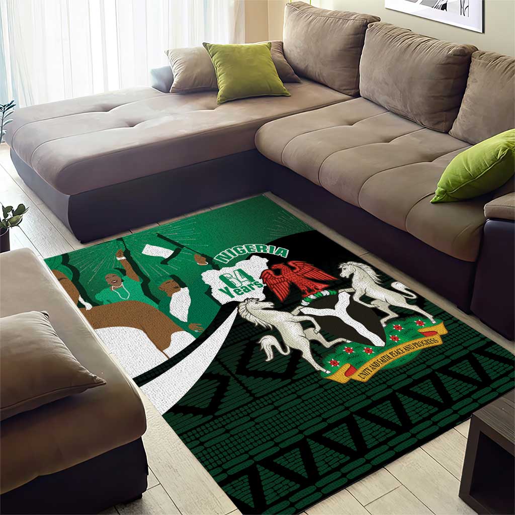 Nigeria Independence Day Area Rug Happy 64 Years Of Anniversary African Pattern LT14