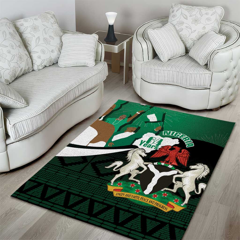 Nigeria Independence Day Area Rug Happy 64 Years Of Anniversary African Pattern LT14