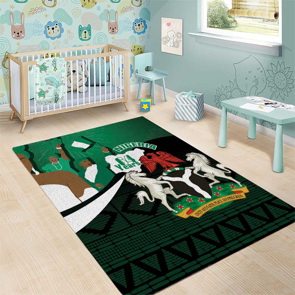 Nigeria Independence Day Area Rug Happy 64 Years Of Anniversary African Pattern LT14