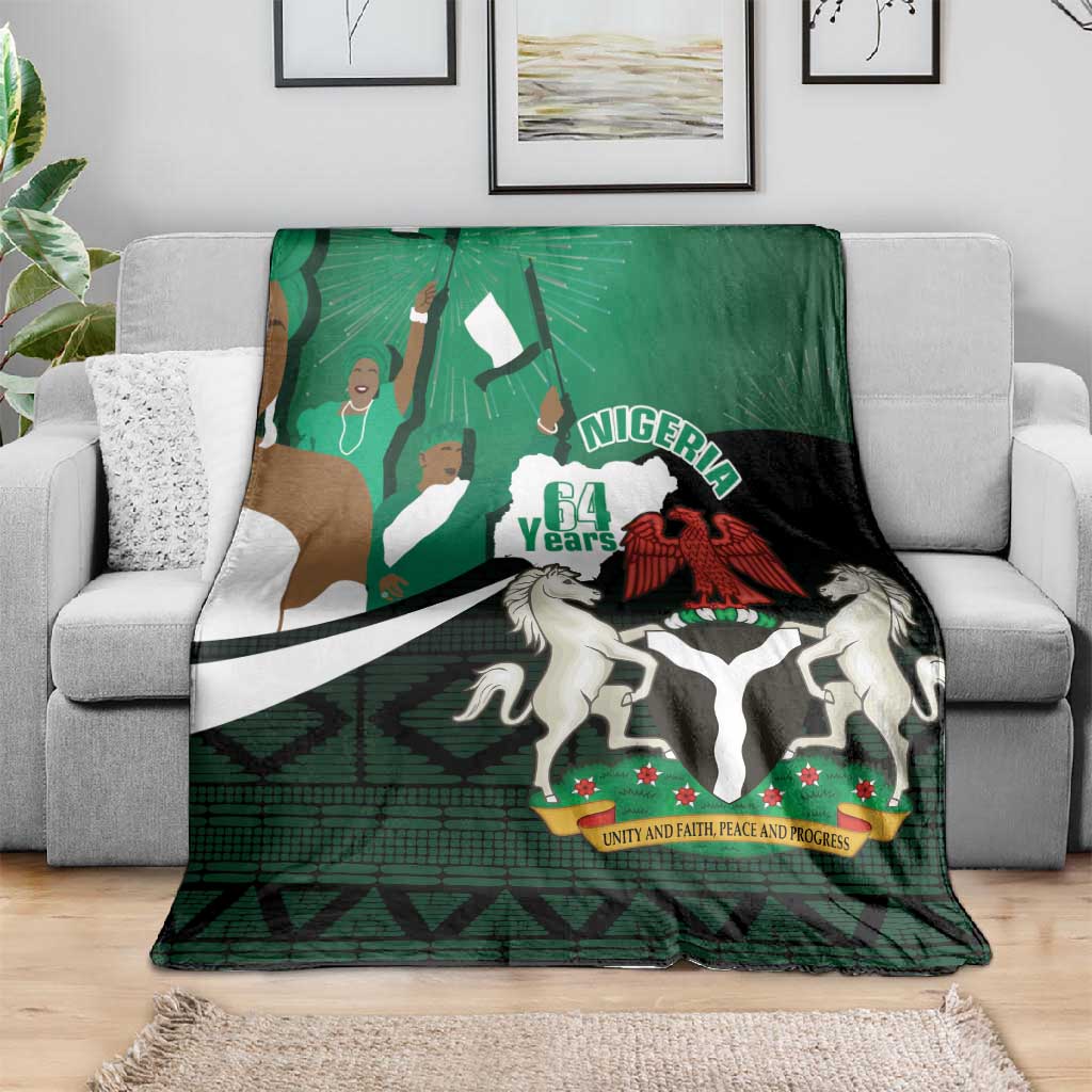 Nigeria Independence Day Blanket Happy 64 Years Of Anniversary African Pattern LT14