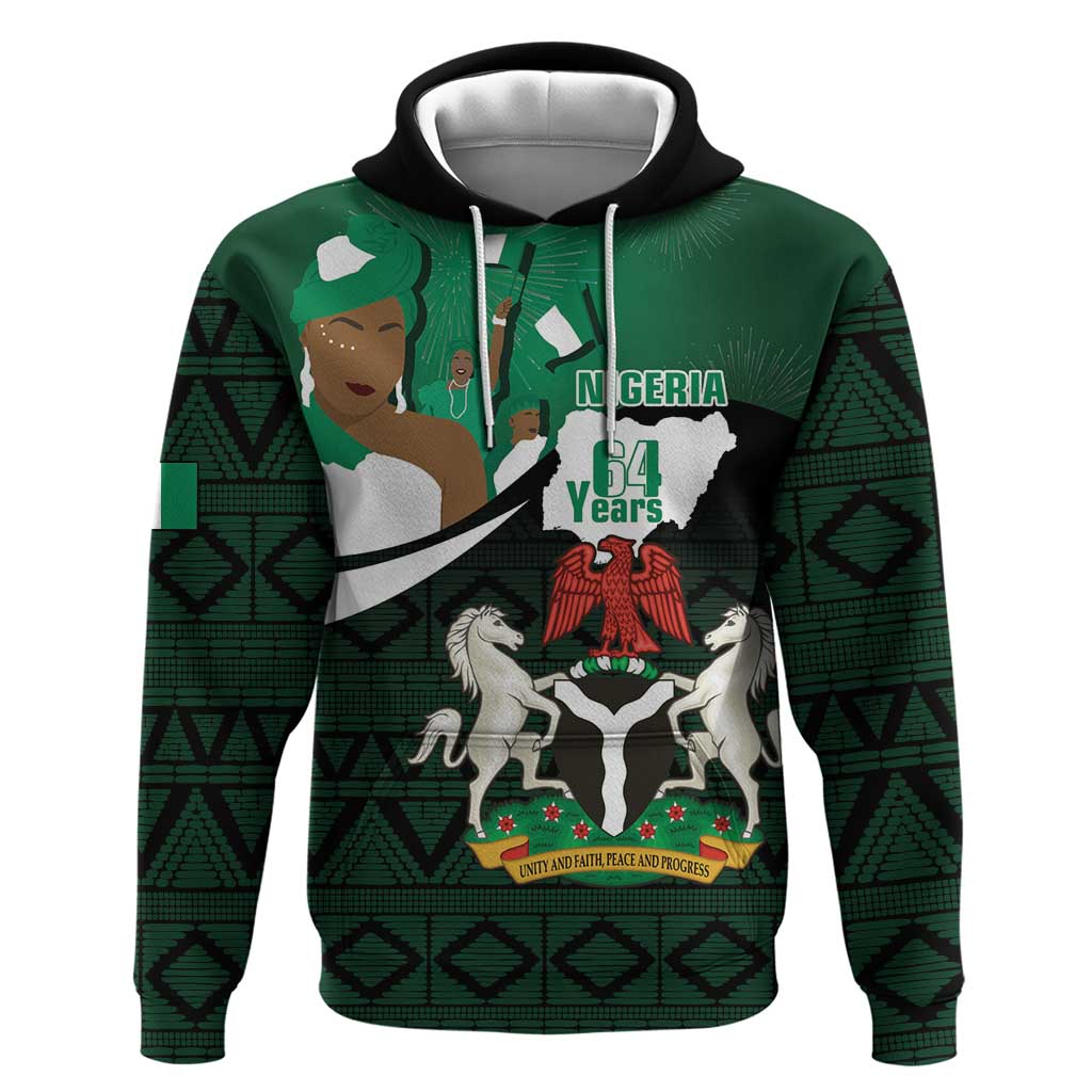 Nigeria Independence Day Hoodie Happy 64 Years Of Anniversary African Pattern LT14