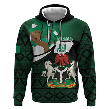 Nigeria Independence Day Hoodie Happy 64 Years Of Anniversary African Pattern LT14
