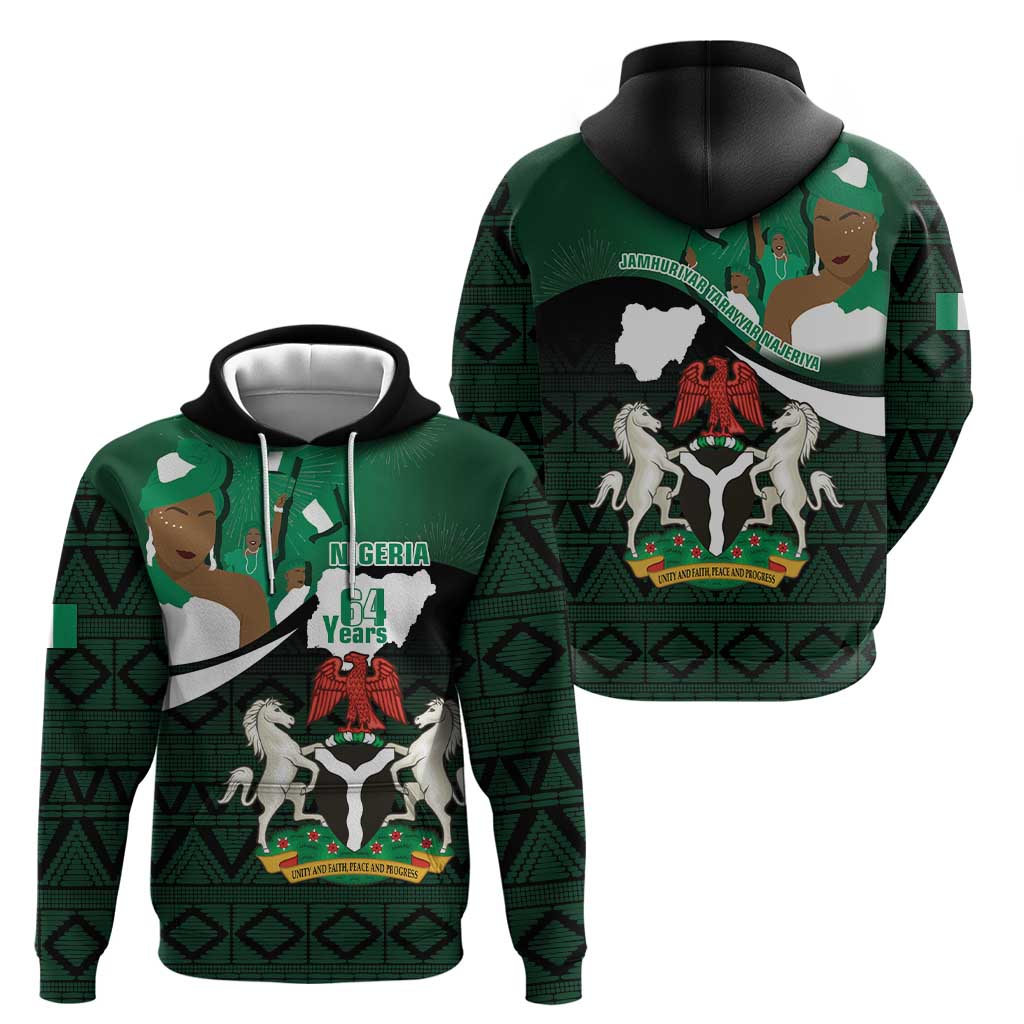 Nigeria Independence Day Hoodie Happy 64 Years Of Anniversary African Pattern LT14