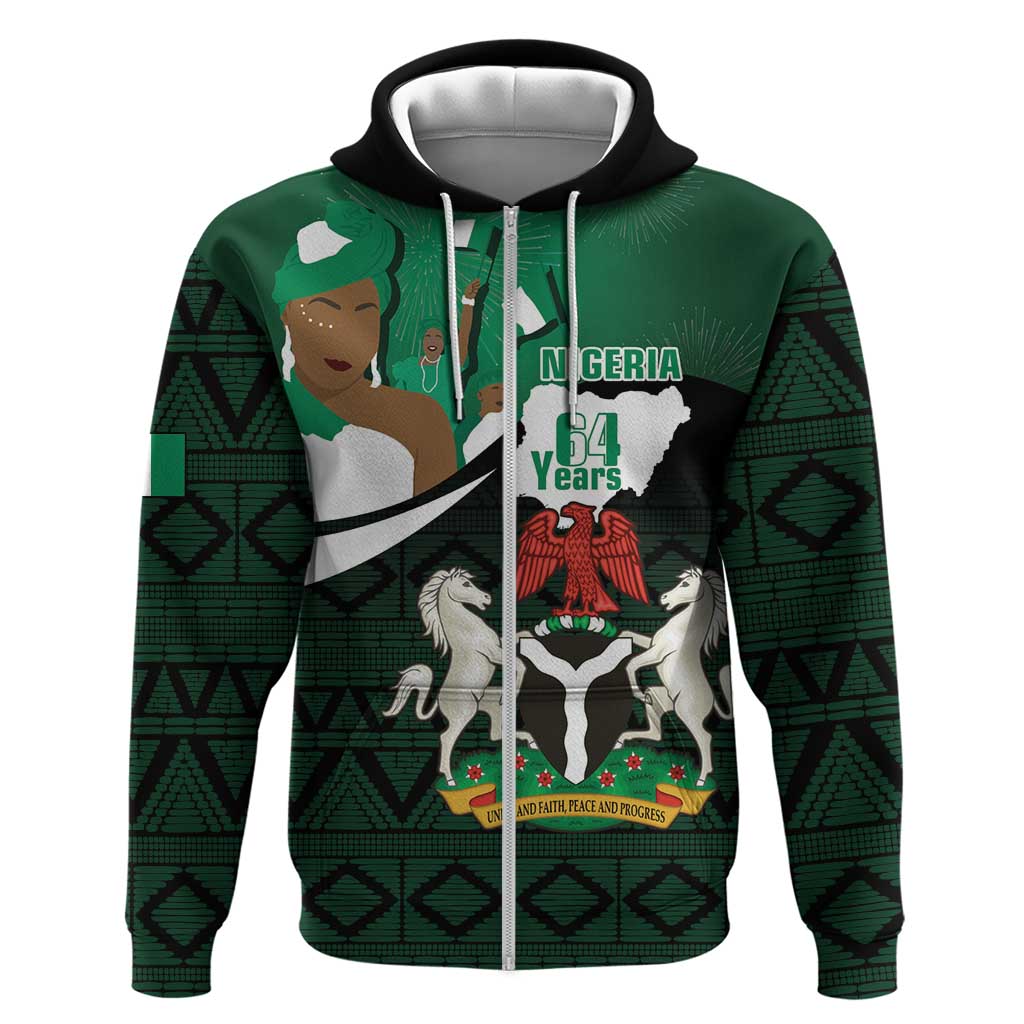 Nigeria Independence Day Hoodie Happy 64 Years Of Anniversary African Pattern LT14
