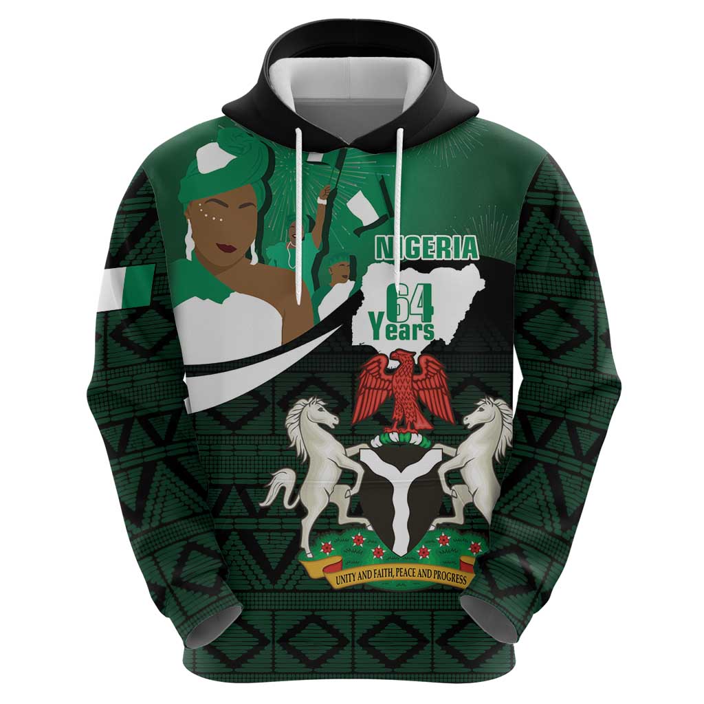 Nigeria Independence Day Hoodie Happy 64 Years Of Anniversary African Pattern LT14
