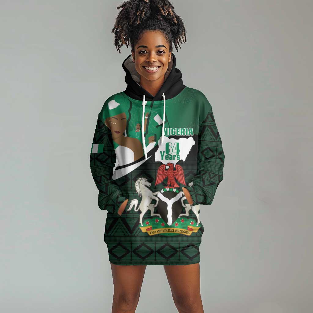 Nigeria Independence Day Hoodie Dress Happy 64 Years Of Anniversary African Pattern LT14