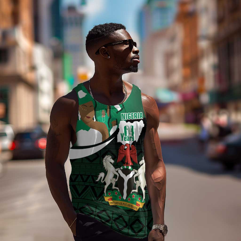 Nigeria Independence Day Men Tank Top Happy 64 Years Of Anniversary African Pattern LT14