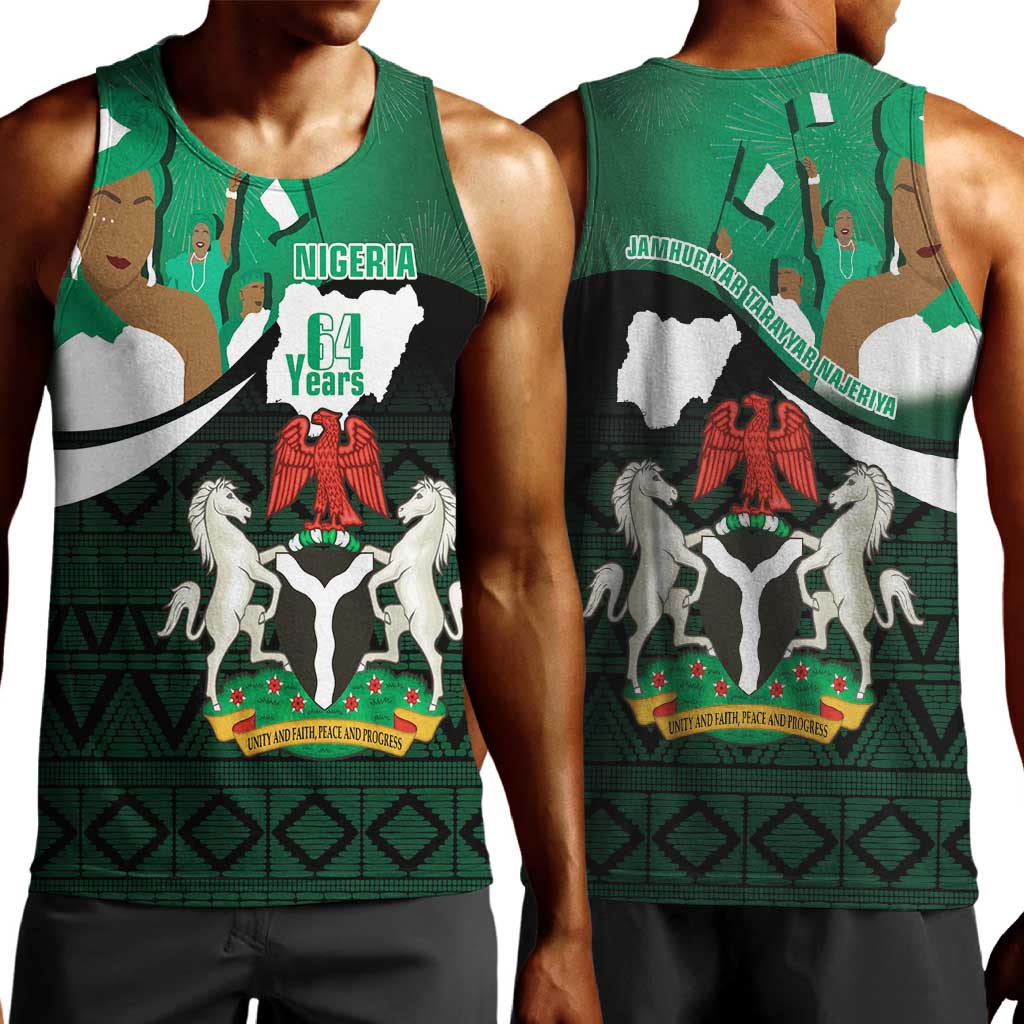 Nigeria Independence Day Men Tank Top Happy 64 Years Of Anniversary African Pattern LT14