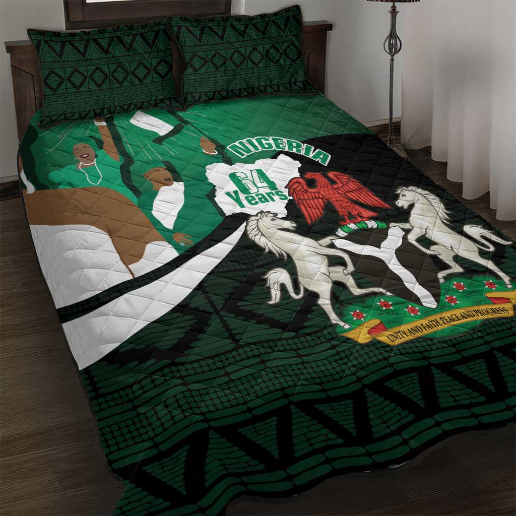 Nigeria Independence Day Quilt Bed Set Happy 64 Years Of Anniversary African Pattern LT14