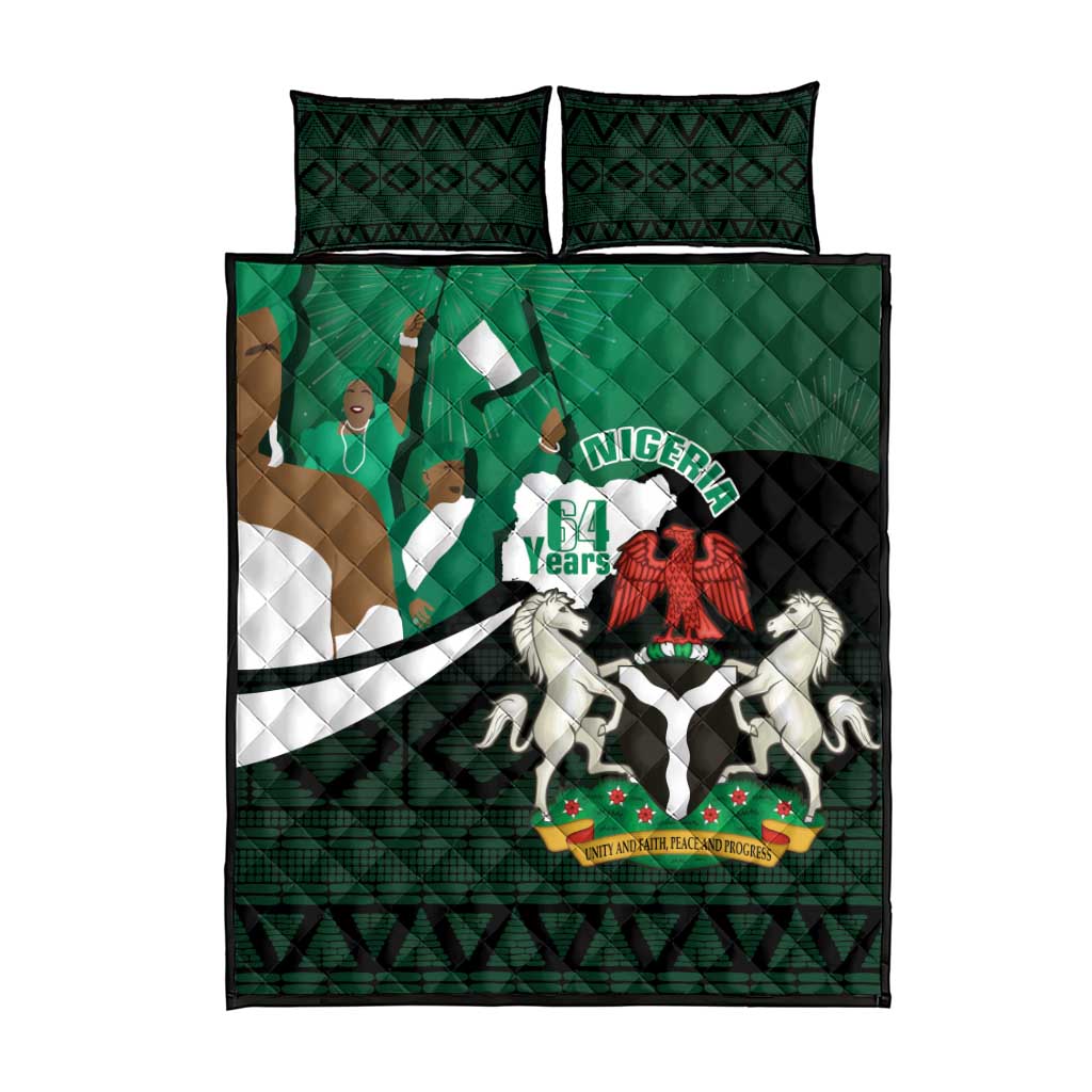 Nigeria Independence Day Quilt Bed Set Happy 64 Years Of Anniversary African Pattern LT14