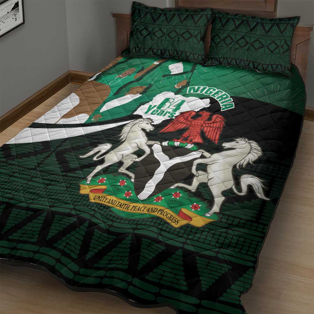 Nigeria Independence Day Quilt Bed Set Happy 64 Years Of Anniversary African Pattern LT14
