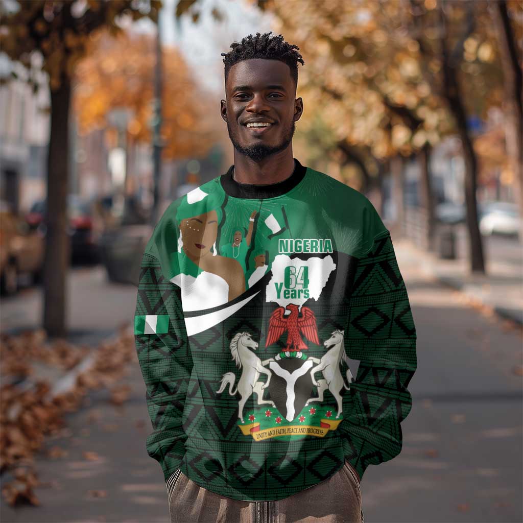 Nigeria Independence Day Sweatshirt Happy 64 Years Of Anniversary African Pattern LT14