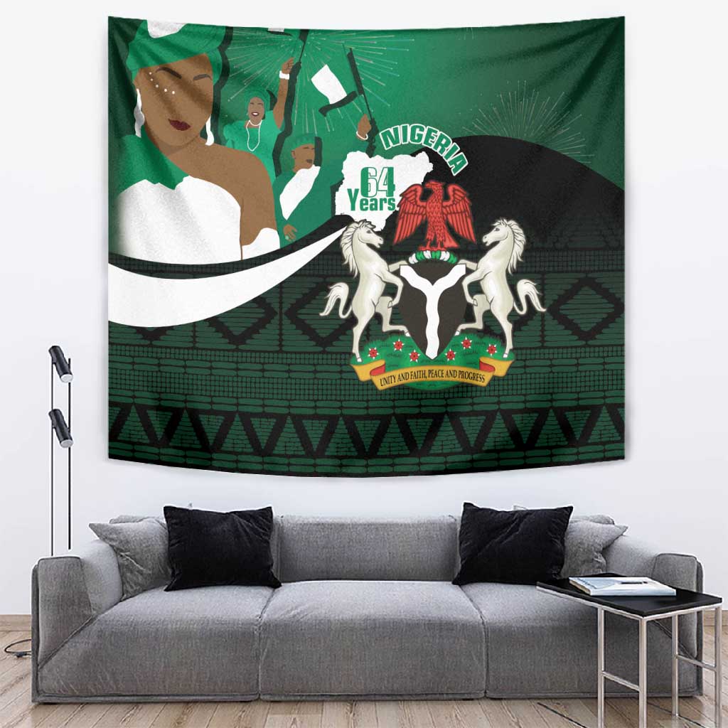 Nigeria Independence Day Tapestry Happy 64 Years Of Anniversary African Pattern LT14