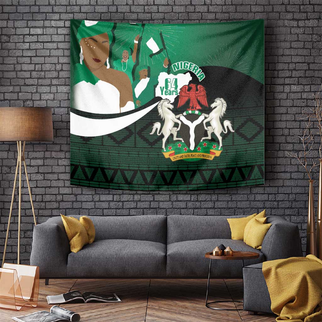 Nigeria Independence Day Tapestry Happy 64 Years Of Anniversary African Pattern LT14