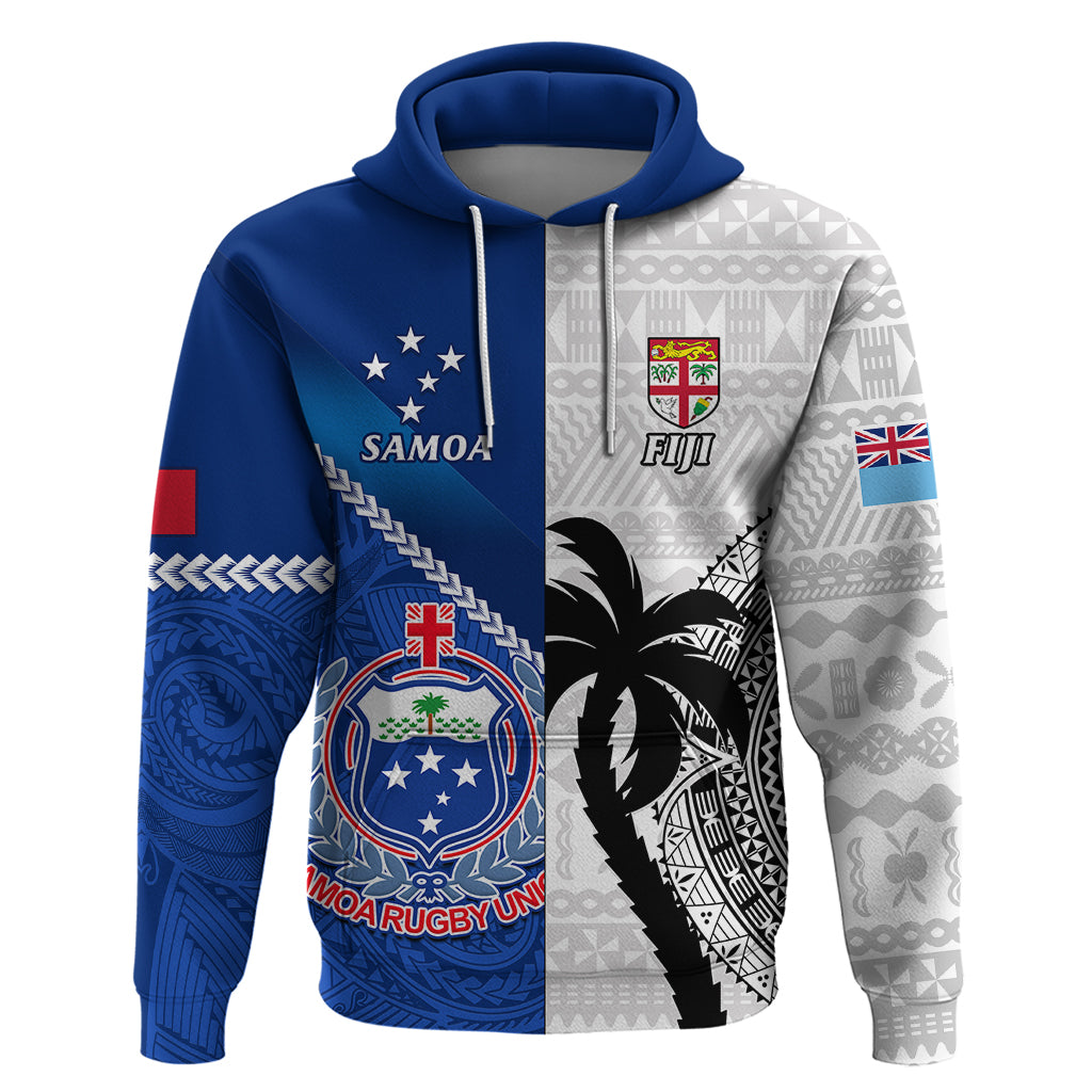 Custom Fiji And Samoa Rugby Hoodie 2023 World Cup Samoan Mix Tapa Pattern LT14