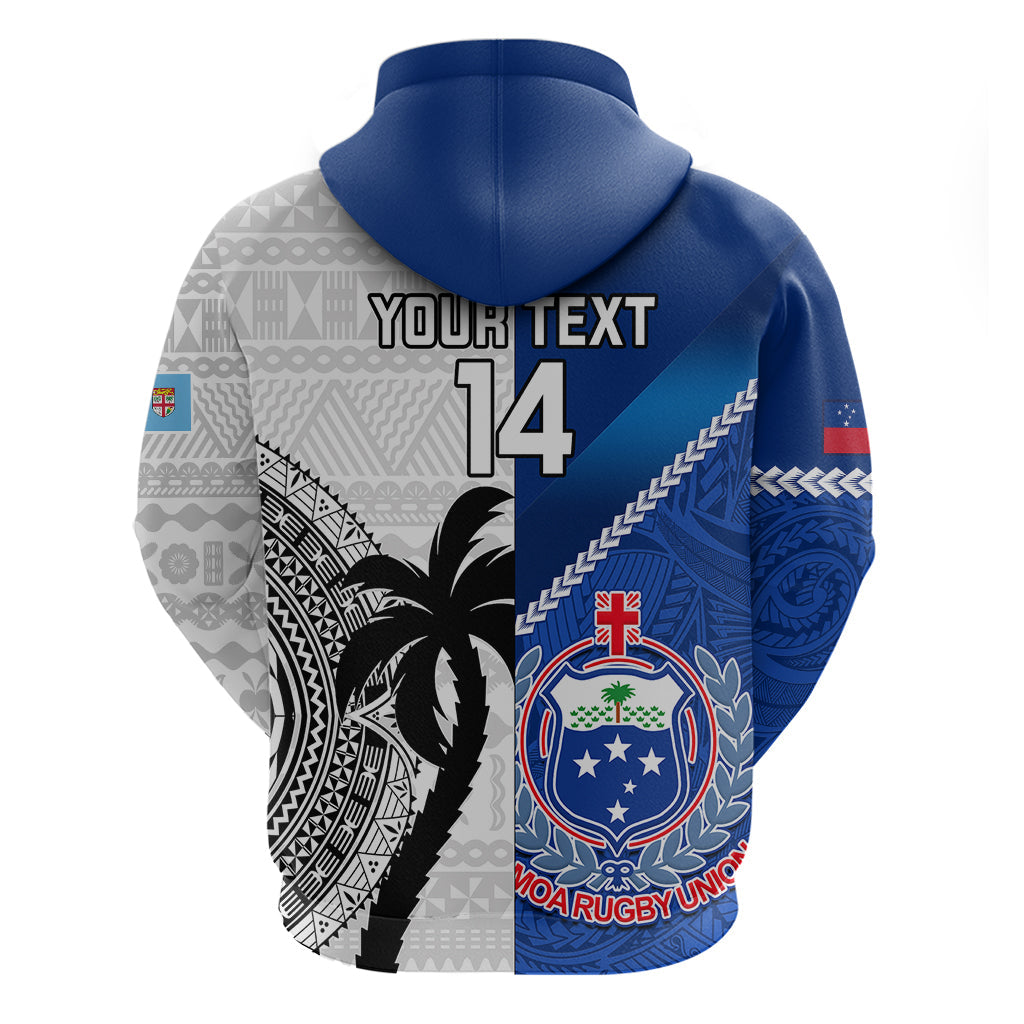Custom Fiji And Samoa Rugby Hoodie 2023 World Cup Samoan Mix Tapa Pattern LT14