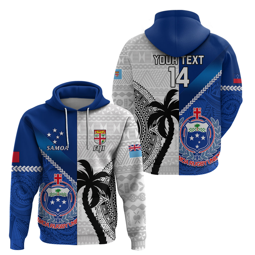 Custom Fiji And Samoa Rugby Hoodie 2023 World Cup Samoan Mix Tapa Pattern LT14