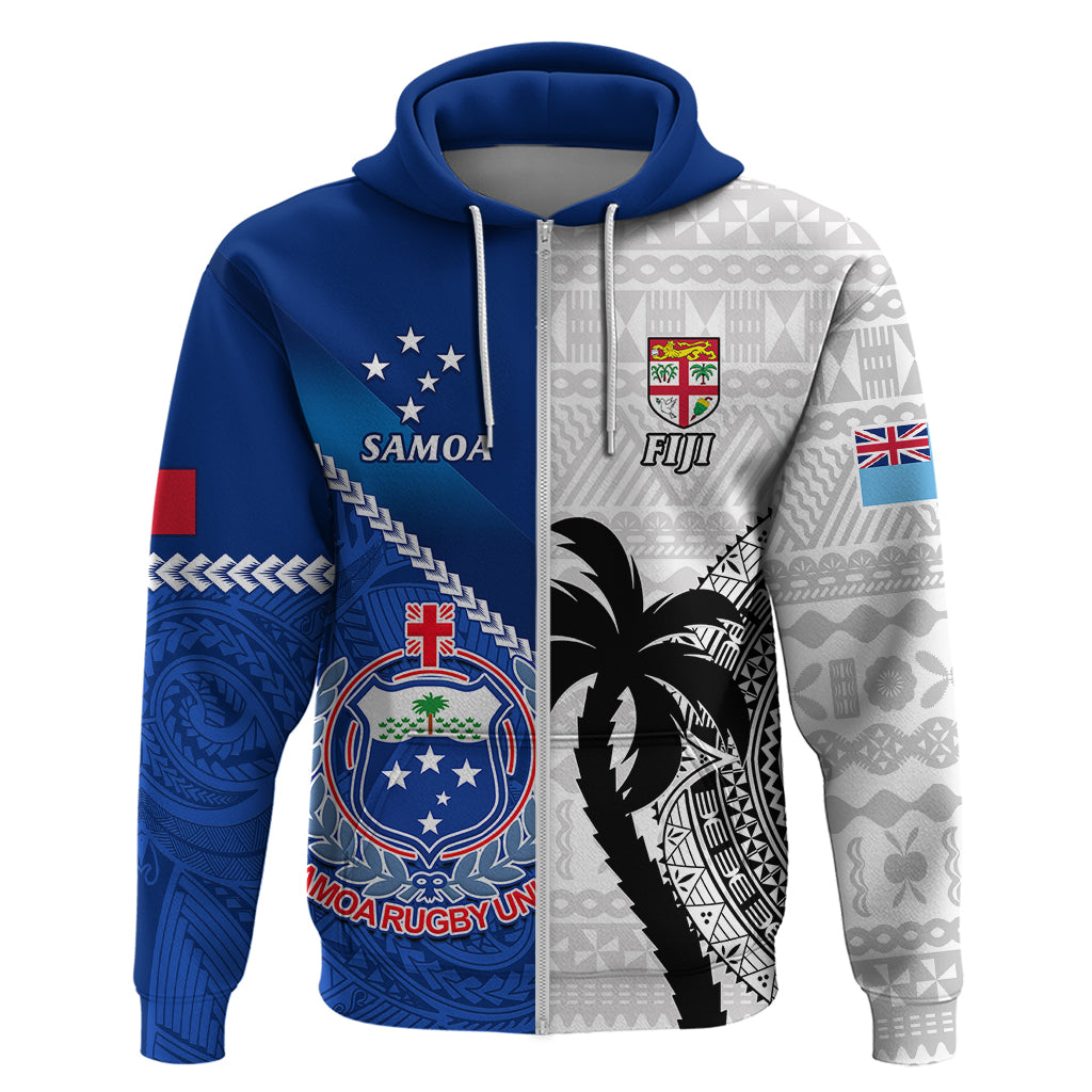 Custom Fiji And Samoa Rugby Hoodie 2023 World Cup Samoan Mix Tapa Pattern LT14