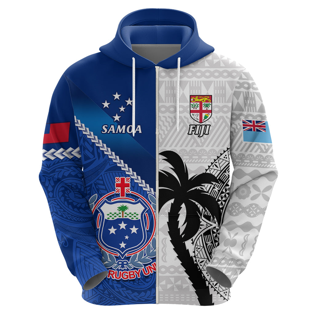 Custom Fiji And Samoa Rugby Hoodie 2023 World Cup Samoan Mix Tapa Pattern LT14