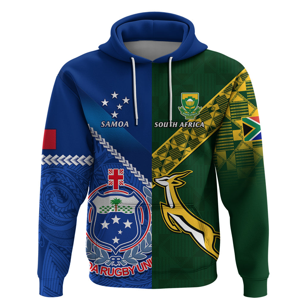 Custom Samoa And South Africa Rugby Hoodie 2023 World Cup Manu Samoa With Springboks LT14