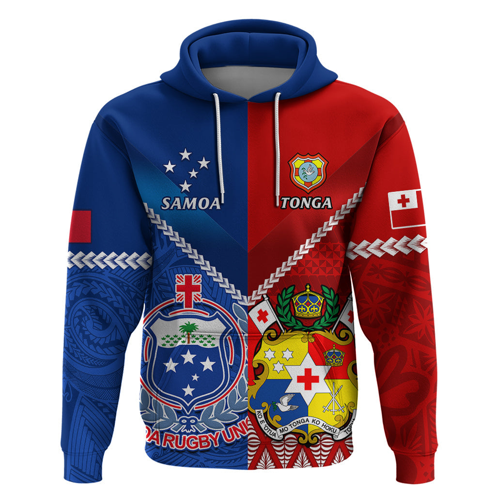 Custom Samoa And Tonga Rugby Hoodie 2023 World Cup Manu Samoa With Ikale Tahi LT14