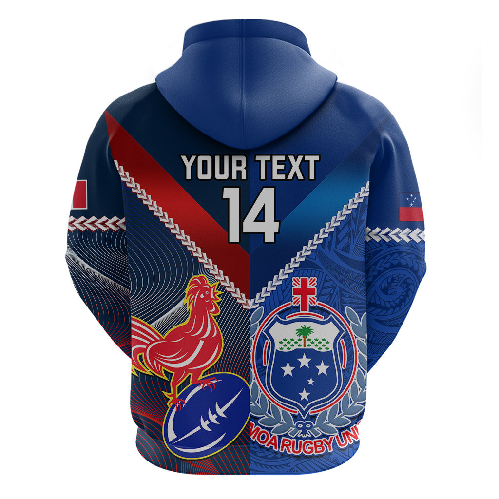 Custom Samoa And France Rugby Hoodie 2023 World Cup Manu Samoa With Les Bleus LT14