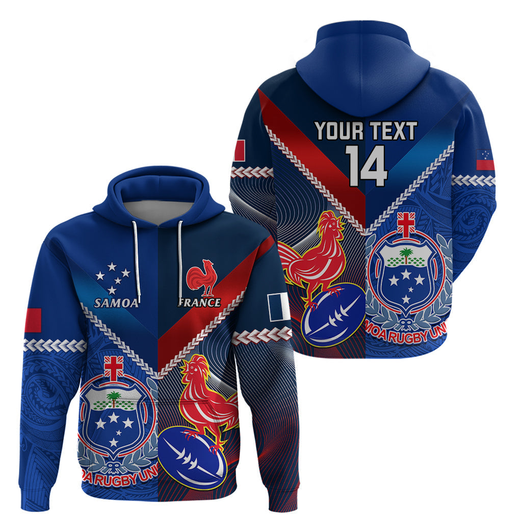 Custom Samoa And France Rugby Hoodie 2023 World Cup Manu Samoa With Les Bleus LT14