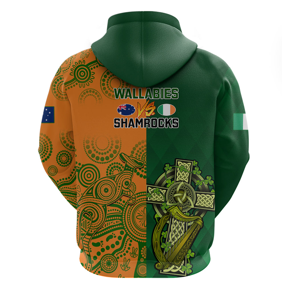 Australia And Ireland Rugby Hoodie 2023 World Cup Walllabies With Shamrocks LT14