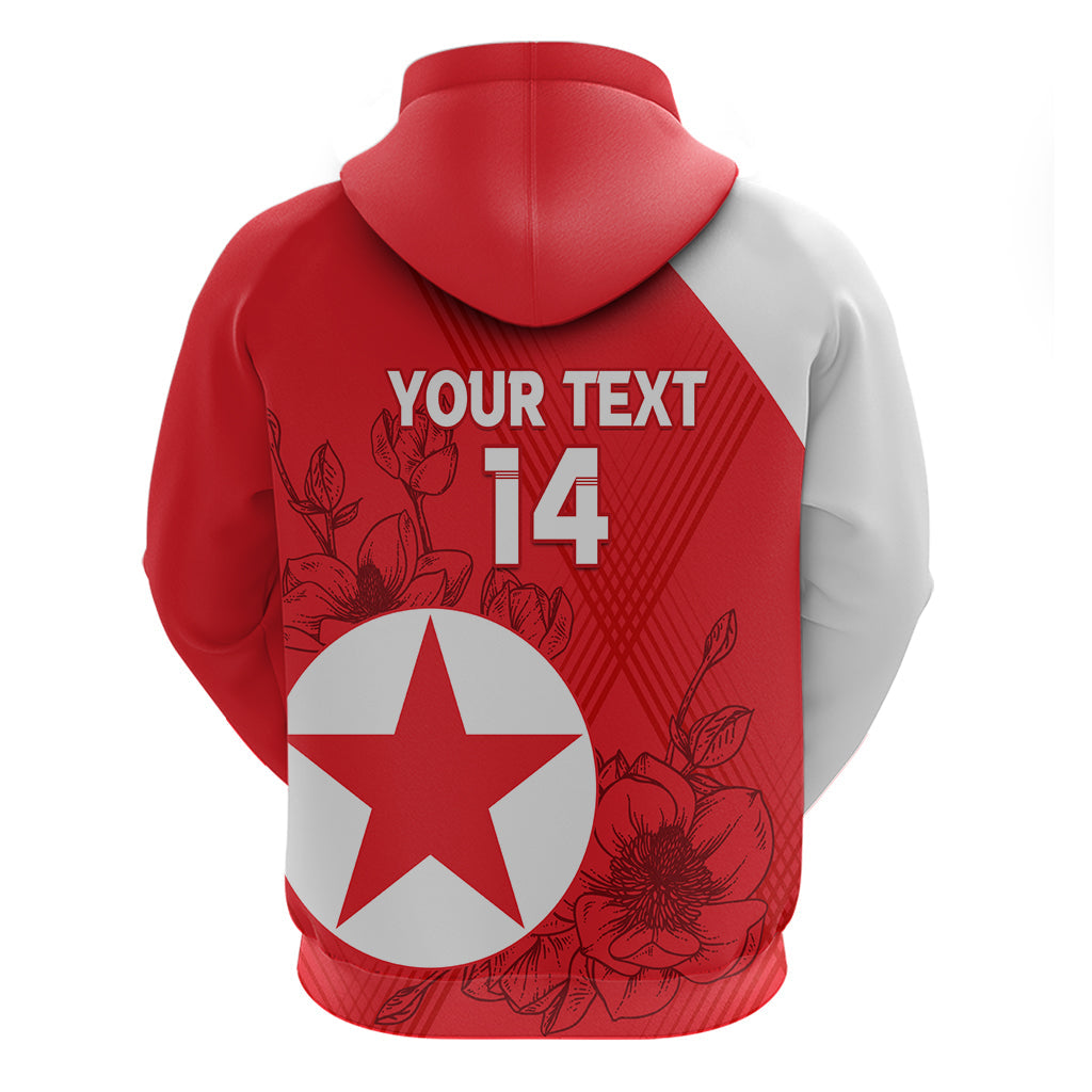 Custom North Korea Football Hoodie 2024 Go Eastern Azaleas Magnolia Flowers LT14