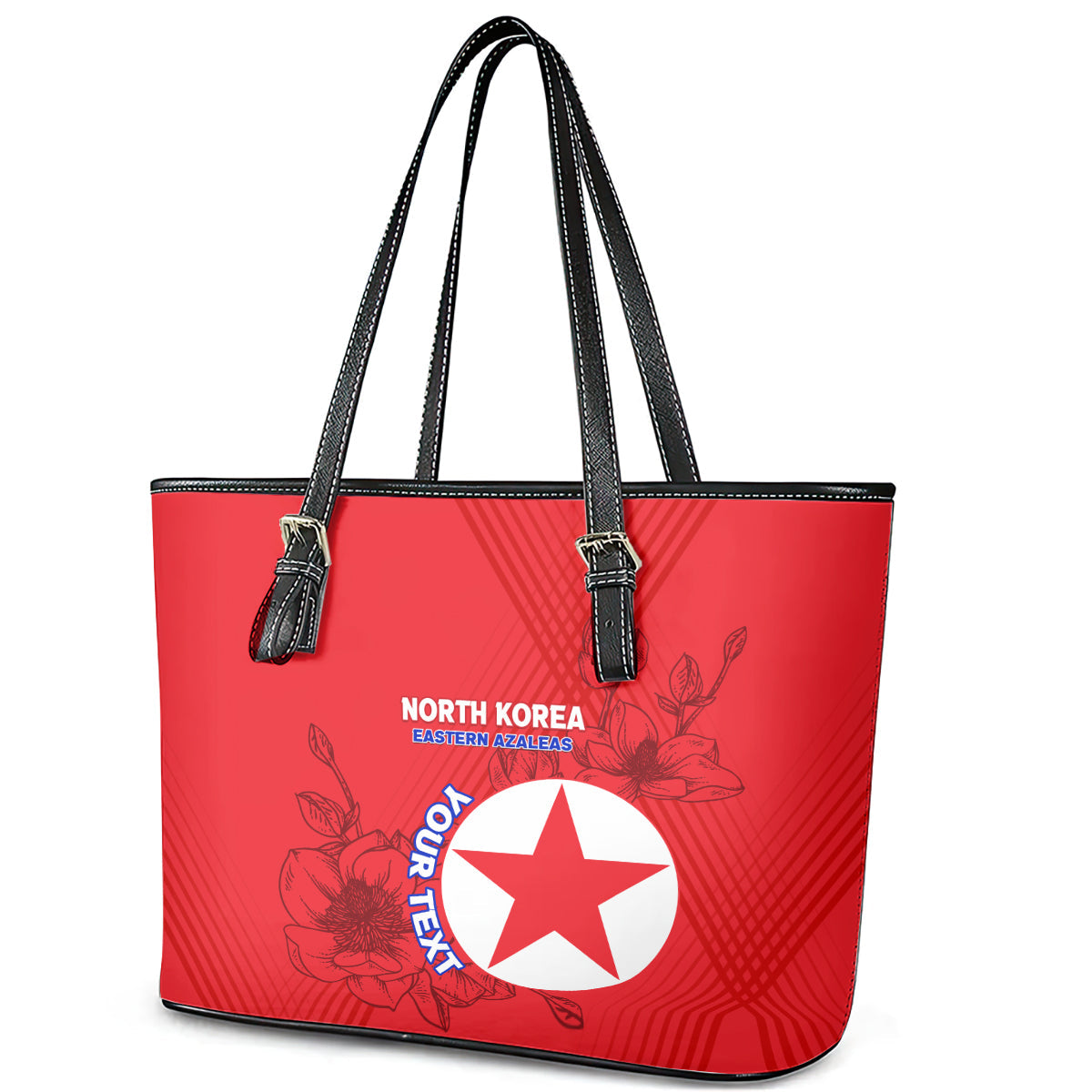 Custom North Korea Football Leather Tote Bag 2024 Go Eastern Azaleas Magnolia Flowers LT14