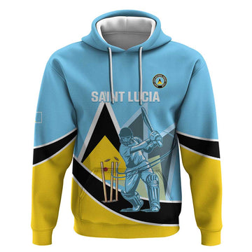 Custom Saint Lucia Cricket Hoodie Go Champions - National Color LT14