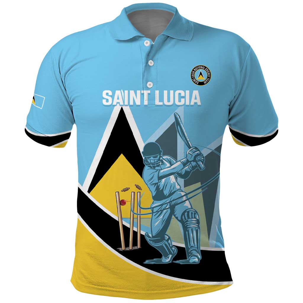 Custom Saint Lucia Cricket Polo Shirt Go Champions - National Color LT14