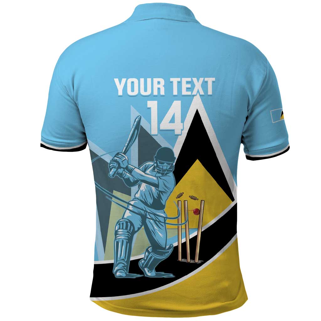 Custom Saint Lucia Cricket Polo Shirt Go Champions - National Color LT14