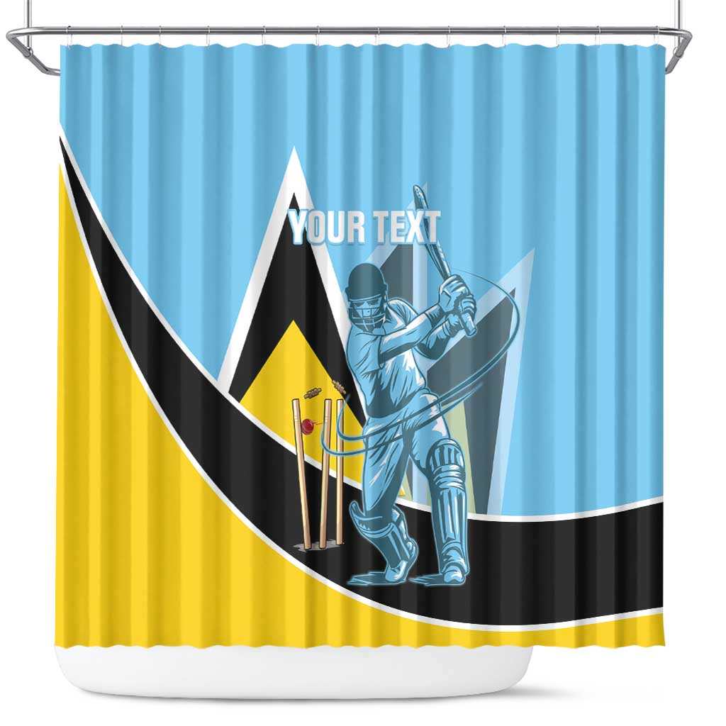Custom Saint Lucia Cricket Shower Curtain Go Champions - National Color LT14