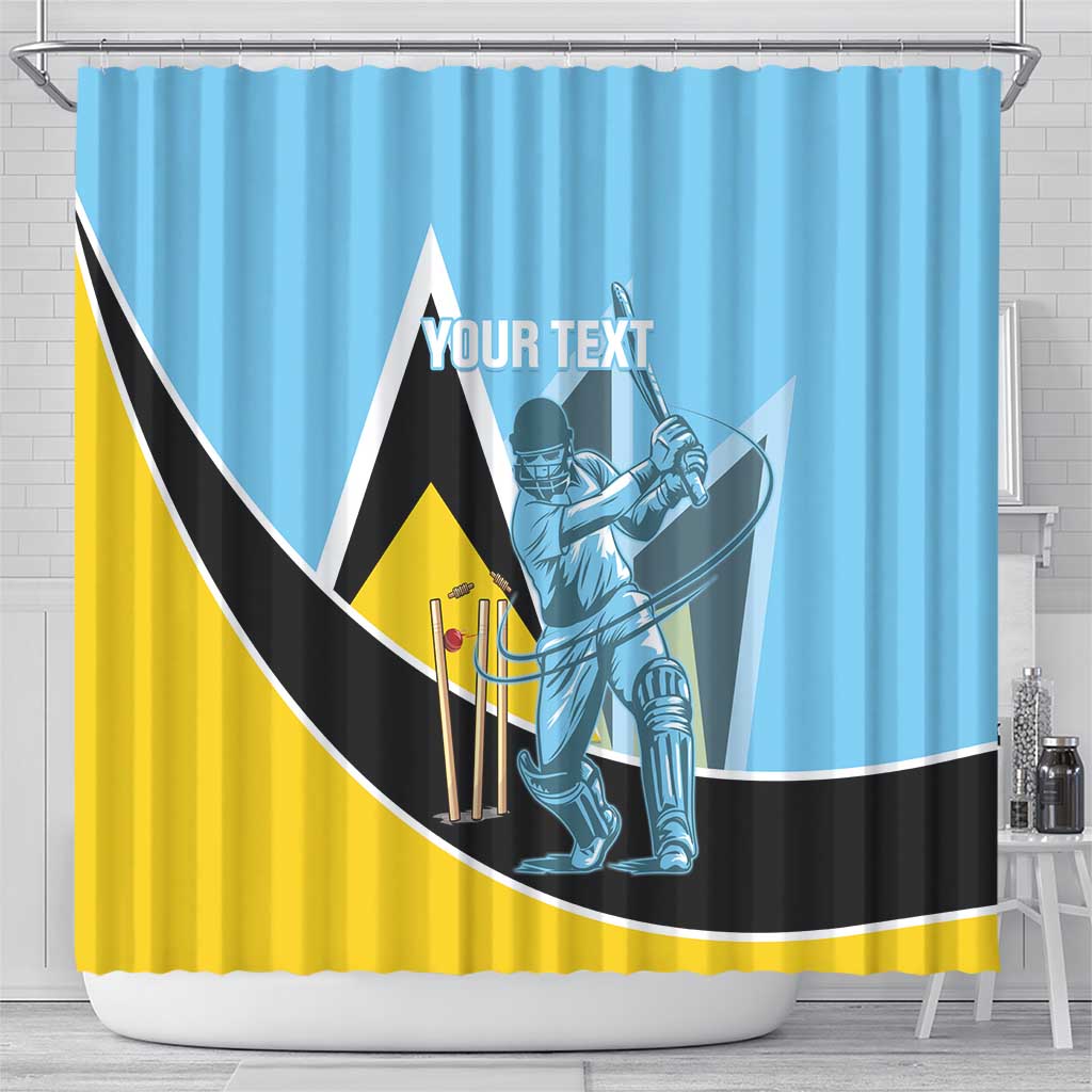 Custom Saint Lucia Cricket Shower Curtain Go Champions - National Color LT14