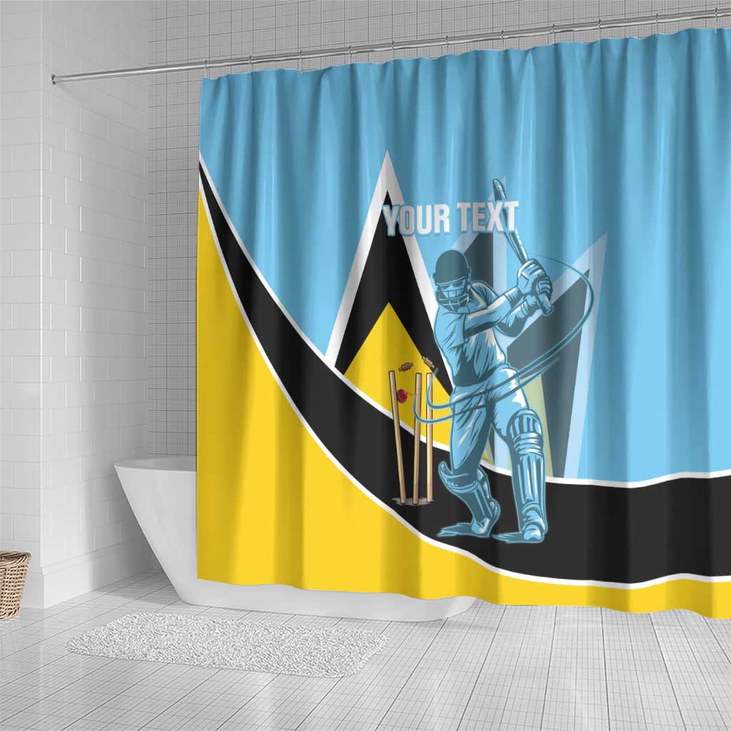 Custom Saint Lucia Cricket Shower Curtain Go Champions - National Color LT14