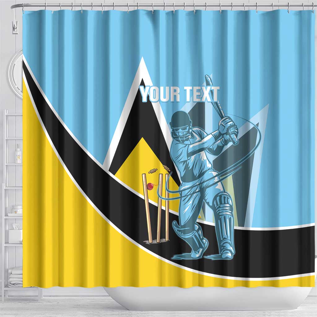 Custom Saint Lucia Cricket Shower Curtain Go Champions - National Color LT14