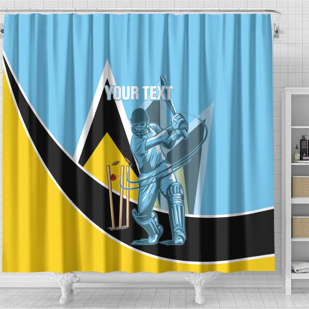 Custom Saint Lucia Cricket Shower Curtain Go Champions - National Color LT14