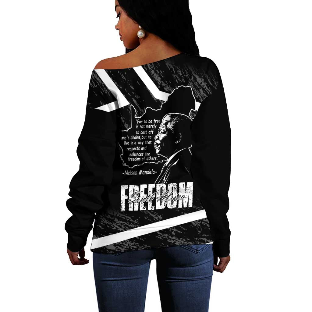 South Africa Freedom Day Off Shoulder Sweater Nelson Mandela With Map LT14