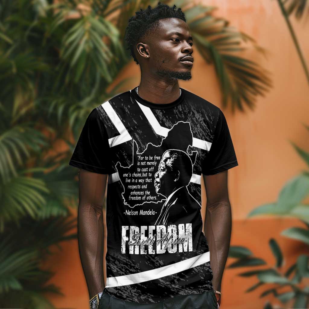 South Africa Freedom Day T shirt Nelson Mandela With Map LT14