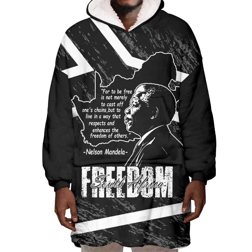 South Africa Freedom Day Wearable Blanket Hoodie Nelson Mandela With Map LT14