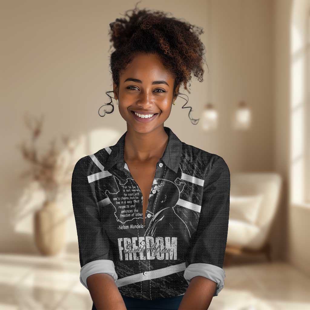 South Africa Freedom Day Women Casual Shirt Nelson Mandela With Map LT14