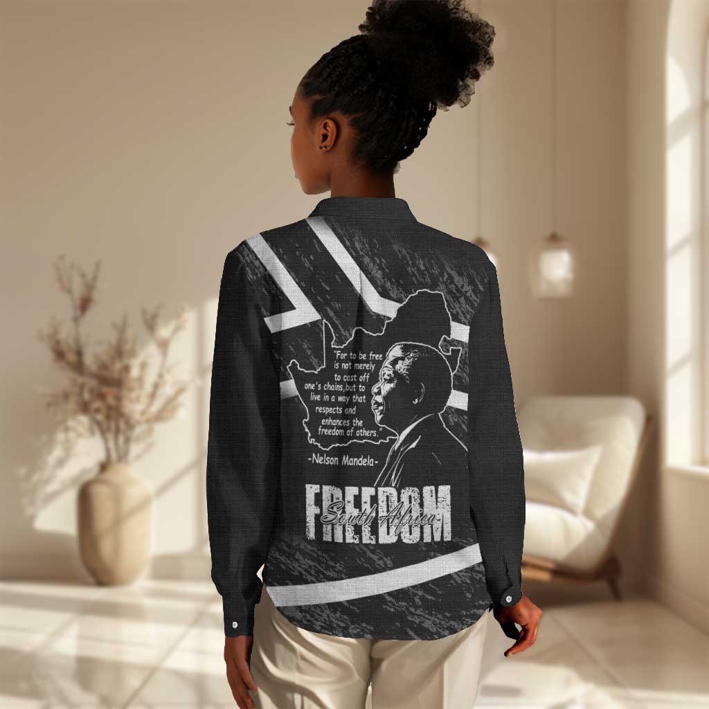 South Africa Freedom Day Women Casual Shirt Nelson Mandela With Map LT14