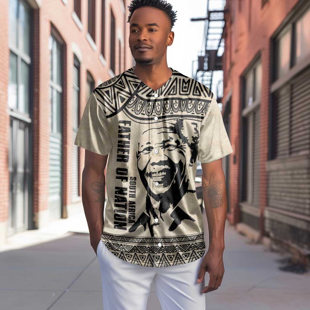 South Africa Nelson Mandela - Father Of Nation Baseball Jersey Vintage African Pattern LT14