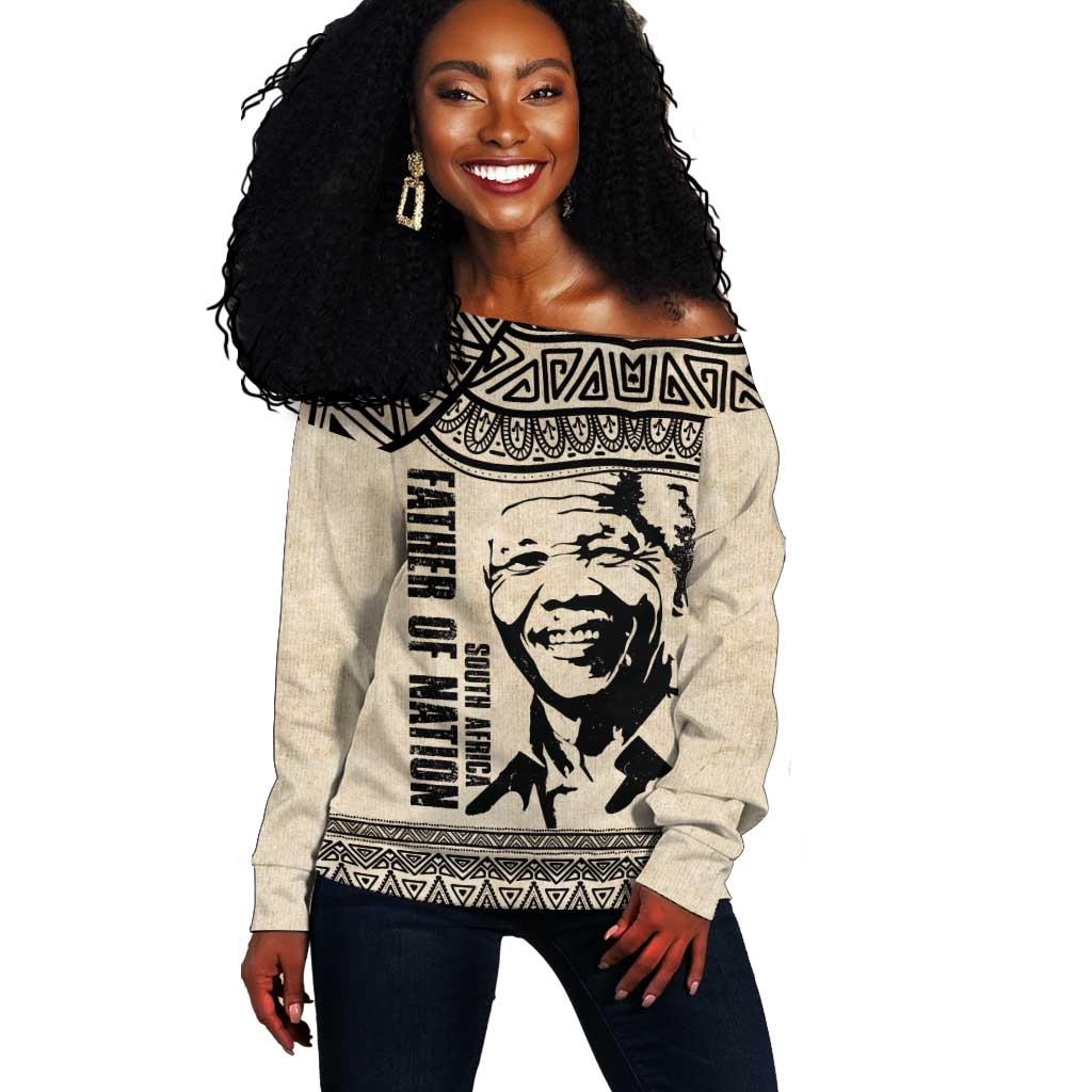 South Africa Nelson Mandela - Father Of Nation Off Shoulder Sweater Vintage African Pattern LT14