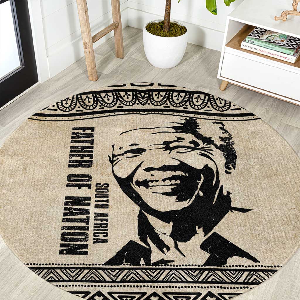 South Africa Nelson Mandela - Father Of Nation Round Carpet Vintage African Pattern LT14