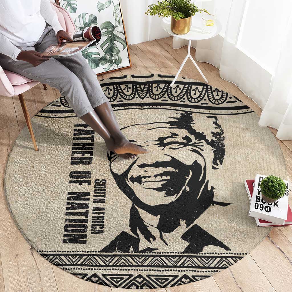 South Africa Nelson Mandela - Father Of Nation Round Carpet Vintage African Pattern LT14