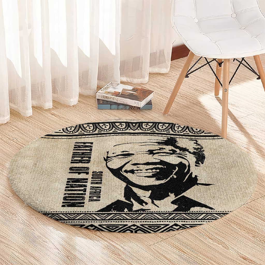 South Africa Nelson Mandela - Father Of Nation Round Carpet Vintage African Pattern LT14