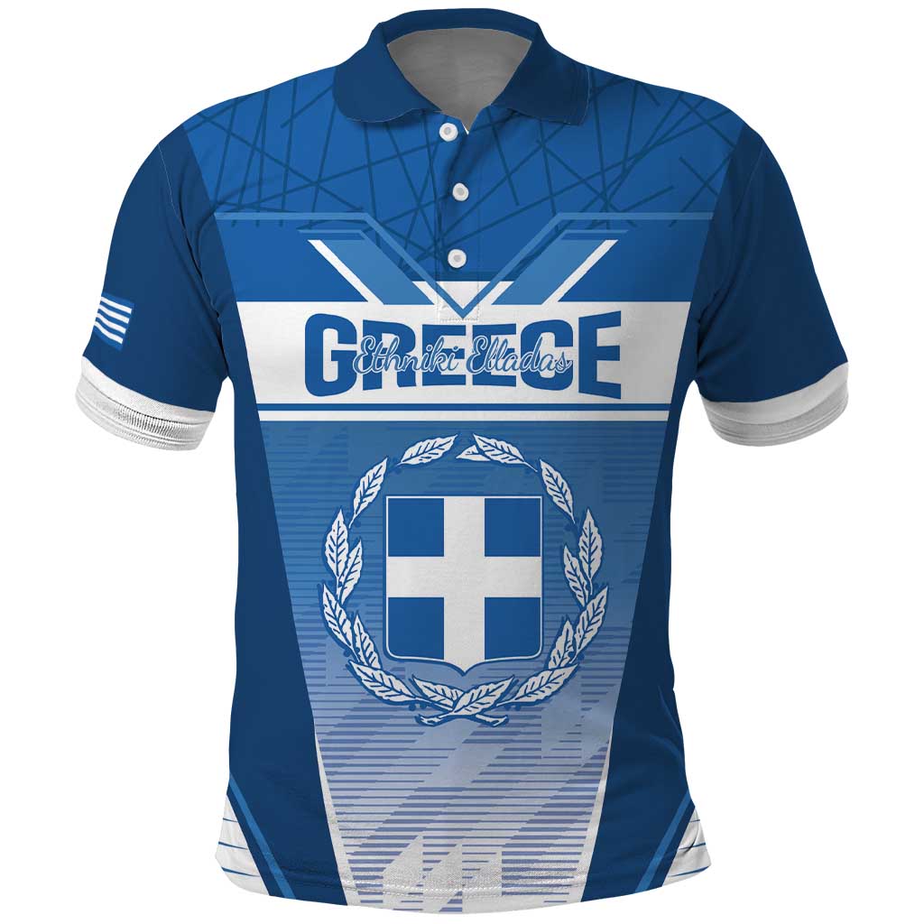 Custom Greece Football Polo Shirt Go Ethniki Coat Of Arms Style LT14