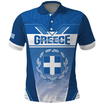 Custom Greece Football Polo Shirt Go Ethniki Coat Of Arms Style LT14